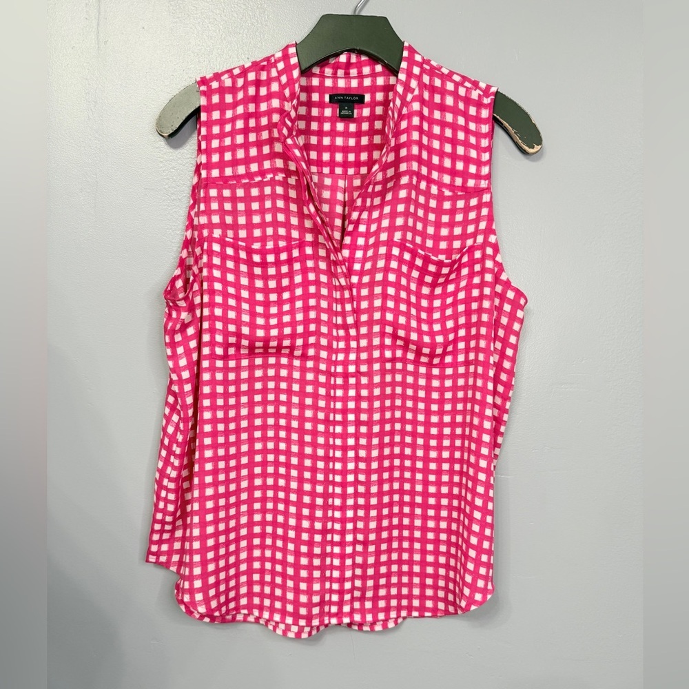 #12)  Pink Checkered Sleeveless Top